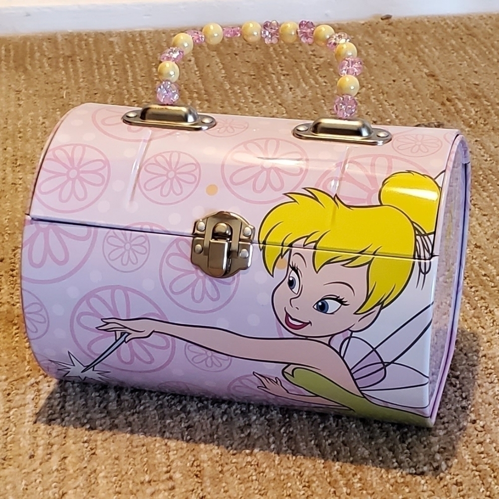 Tinker Bell Tin Rolltop Pink Lunch Box Bag